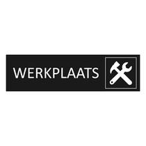 Zwart aluminium deurbordje Werkplaats