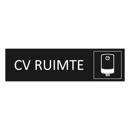 CombiCraft Zwart aluminium deurbordje CV ruimte 165 x 45 mm - per 1 stuk