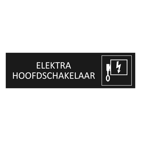 CombiCraft Zwart aluminium deurbordje Elektra hoofdschakelaar 165 x 45 mm - per 1 stuk