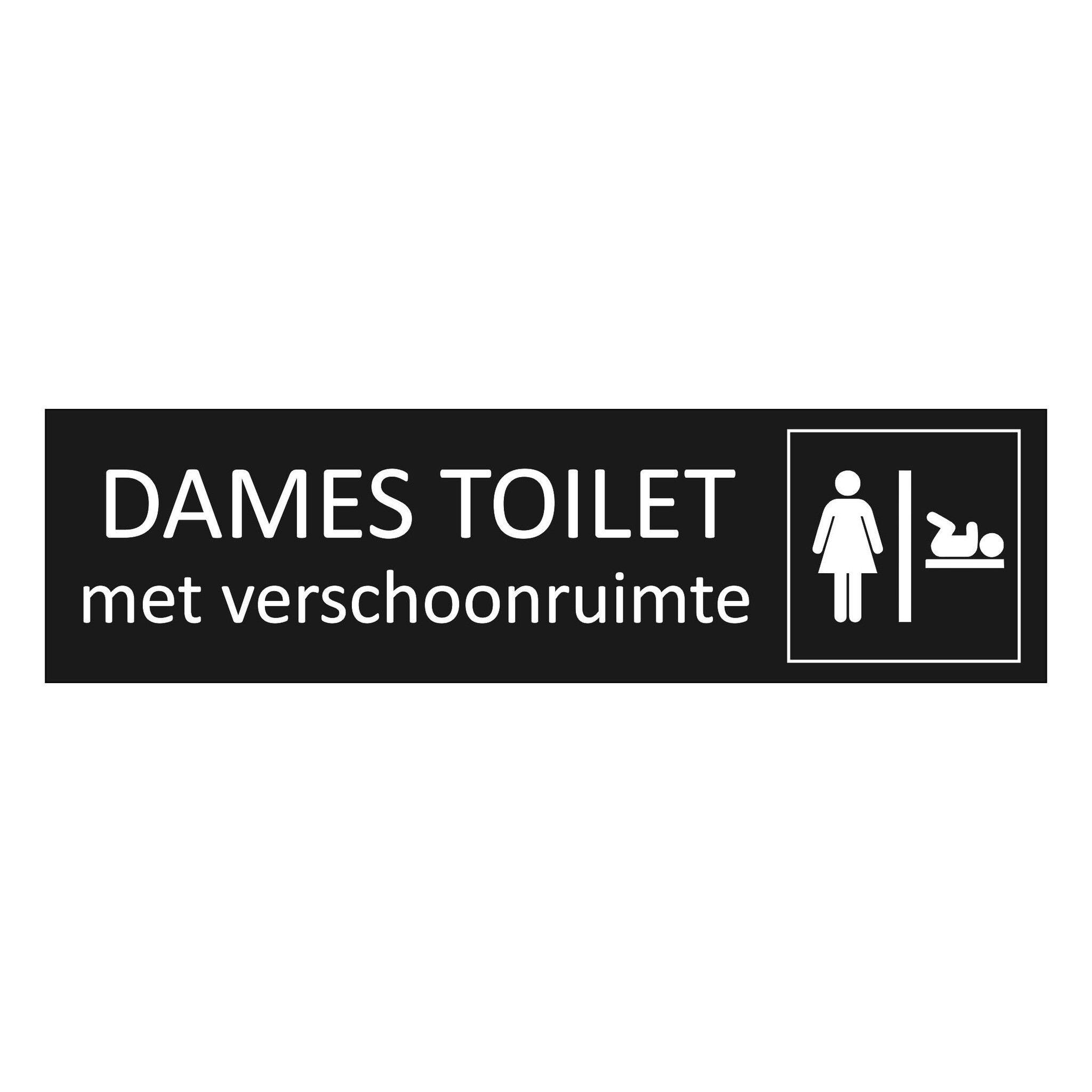 CombiCraft Zwart aluminium deurbordje Dames toilet met verschoonruimte 165 x 45 mm - per 1 stuk
