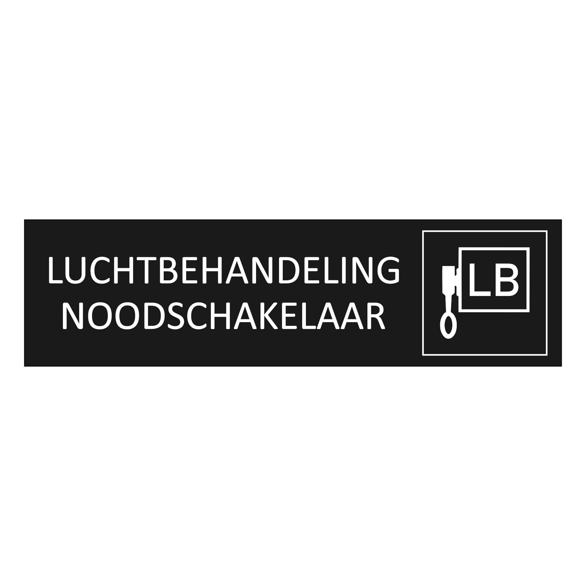 CombiCraft Zwart aluminium deurbordje Luchtbehandeling noodschakelaar 165 x 45 mm - per 1 stuk