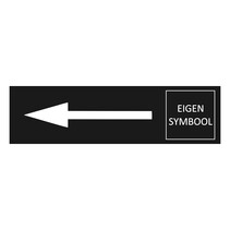Zwart aluminium deurbordje pijl links en symbool