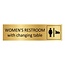 CombiCraft Goud aluminium deurbordje Women's restroom with changing table 165 x 45 mm - per 1 stuk