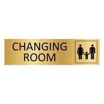 Goud aluminium deurbordje Family changing room en icon