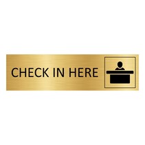 Goud aluminium deurbordje Check in here