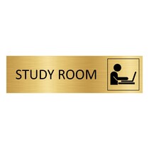Goud aluminium deurbordje Study room