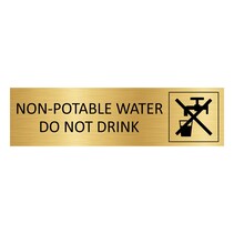 Goud aluminium deurbordje Non-potable water