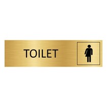 Goud aluminium deurbordje toilet met zwart genderneutraal icoon