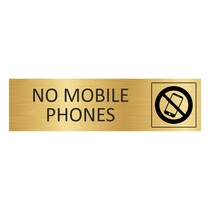 Goud aluminium deurbordje No mobile phones
