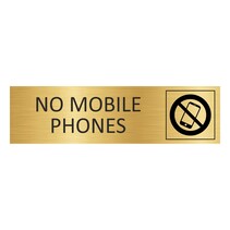 Goud aluminium deurbordje No mobile phones
