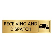 Goud aluminium deurbordje Receiving and dispatch