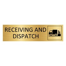 Goud aluminium deurbordje Receiving and dispatch