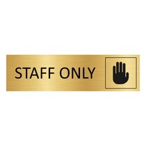 Goud aluminium deurbordje Staff only
