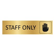 Goud aluminium deurbordje Staff only