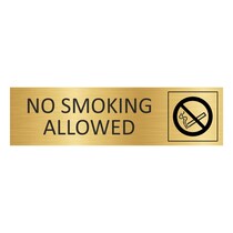 Goud aluminium deurbordje No smoking allowed