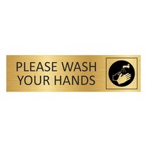 Goud aluminium deurbordje Please wash your hands