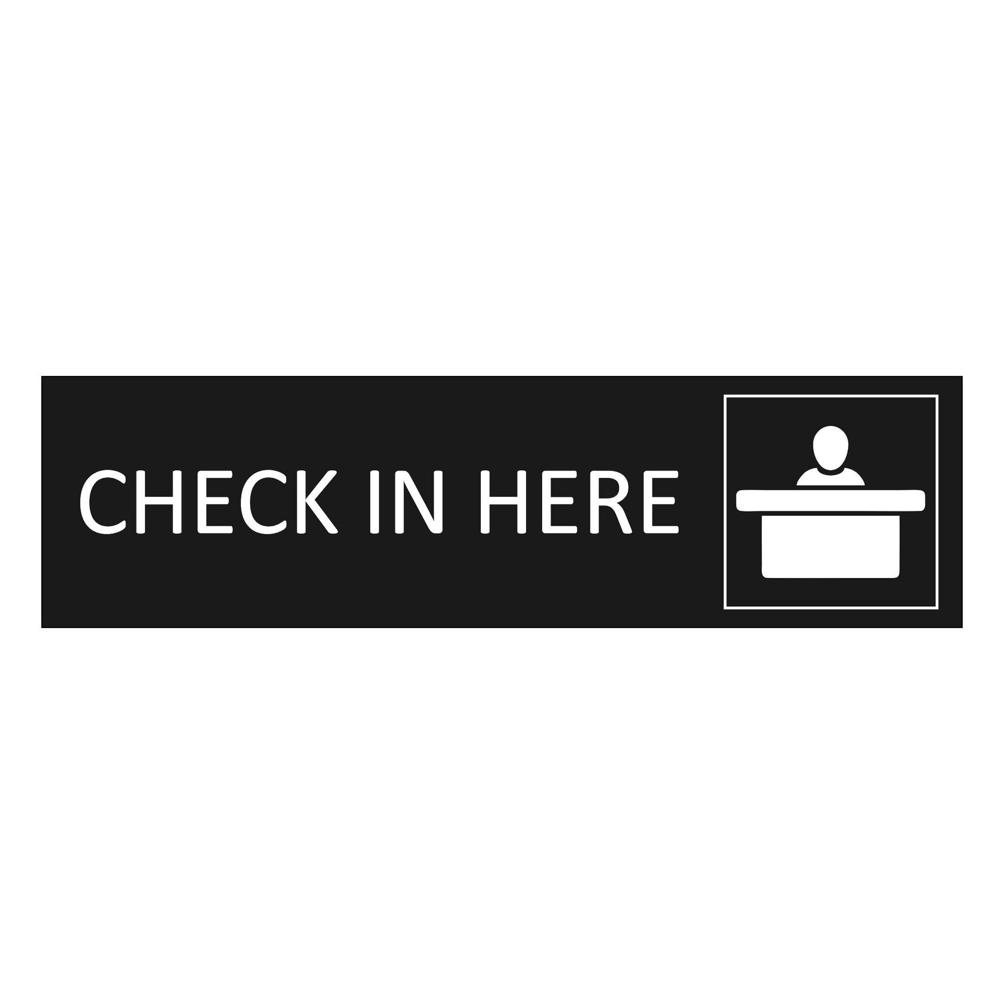 CombiCraft Zwart aluminium deurbordje Check in here 165 x 45 mm - per 1 stuk