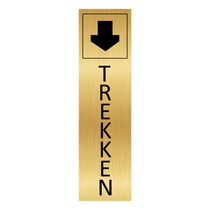 Goud aluminium deurbordje trekken staand