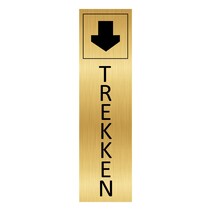 Goud aluminium deurbordje trekken staand