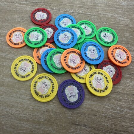 CombiCraft Kleurenmix bedrukte munten plastic Ø29mm - per 108 stuks