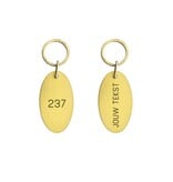 Aluminium hotel sleutelhanger Louis 37x67mm met gravering goudkleurig - per stuk