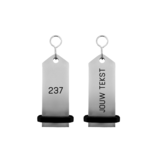 CombiCraft Midi Bumerang aluminium hotel sleutelhanger in zilver met zwarte gravering 30x75 mm