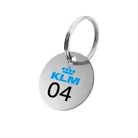 CombiCraft Aluminium zilverkleurige sleutellabels met een weerbestendig Logo en eventueel een doorlopende nummering in Ø30mm