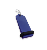CombiCraft Midi Bumerang aluminium hotel sleutelhanger in blauw met zilveren gravering 30x75 mm