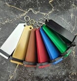 CombiCraft Bumerang aluminium hotel sleutelhanger in groen met zilveren gravering 30x100 mm