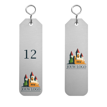 CombiCraft Aluminium hotel sleutelhanger Flores 30 x 100 mm eigen ontwerp - per 1 stuk