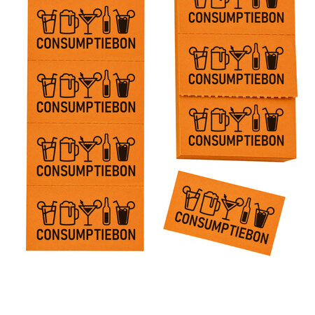 Consumptiebon met tekst consumptiebon en drank iconen op strips - per 1000 bonnen
