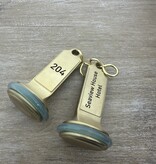 CASTEL massief Messing Hotelsleutelhanger incl. stootring en S-haak - in verschillende uitvoeringen leverbaar