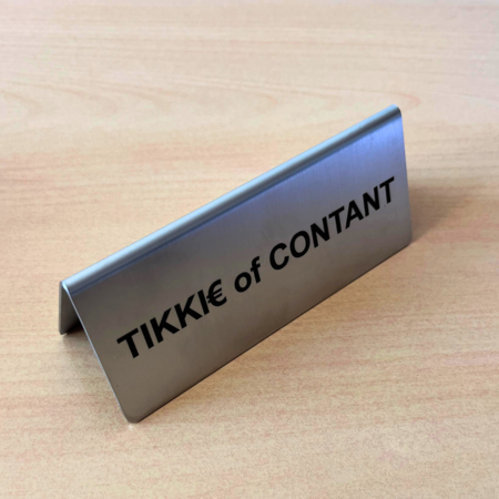 RVS tafelbordje van 120 x 50 mm met eigen ontwerp - per 1 stuk