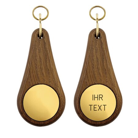 CombiCraft Houten hotel sleutelhanger Oaky Drop donkerbruin blanco of met gravering - per 1 stuk