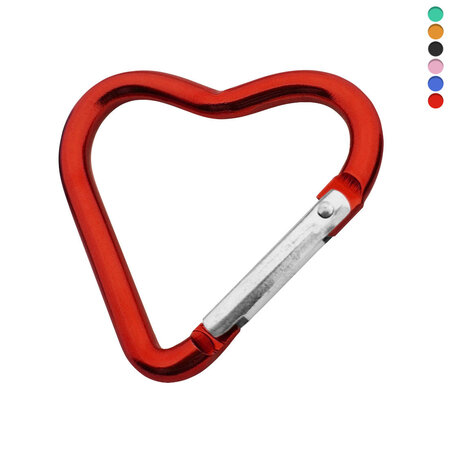CombiCraft Gekleurde karabijnhaken hartje 44x43mm aluminium - per stuk