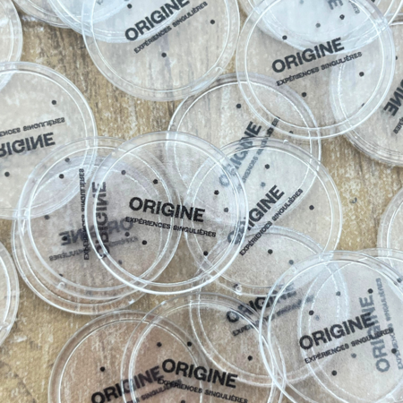 CombiCraft Transparante munten met jouw eigen bedrukking Ø25mm - per 100 stuks