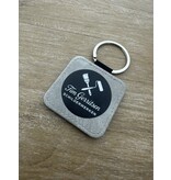 CombiCraft Leren sleutelhanger vierkant met logo in lichtgrijs 50x50mm - per 1 stuk