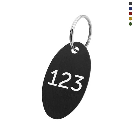 CombiCraft Aluminium sleutellabel 40x24mm met nummer ovaal - per stuk