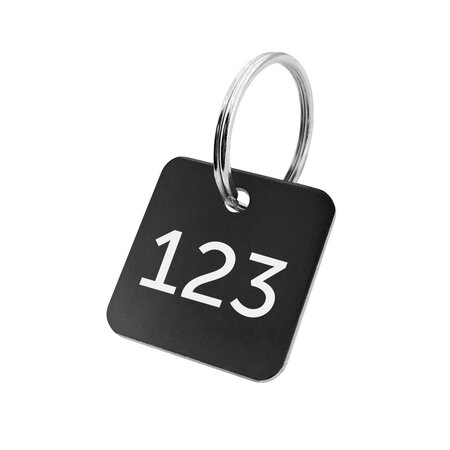 CombiCraft Aluminium sleutellabel 30x30mm met nummer rechthoek zwart - per stuk