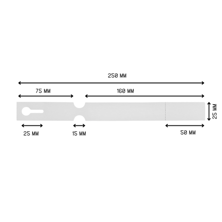 CombiCraft Blanco sleufetiketten 250x25mm met afscheurstrook voor thermal trasnferprinters op rol wit - per 1500 etiketten
