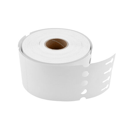 CombiCraft Blanco sleufetiketten 250x25mm met afscheurstrook voor thermal trasnferprinters op rol wit - per 1500 etiketten