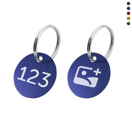 CombiCraft Aluminium sleutellabel met dubbelzijdige gravering van nummer en logo  - per stuk