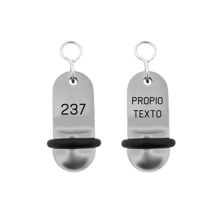 CombiCraft Mini Classic aluminium hotelsleutelhanger in zilver met zwarte gravering