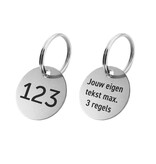 CombiCraft Aluminium sleutellabel met nummer en tekst zilverkleurig tweezijdige gravering - per stuk