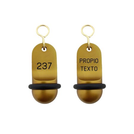 CombiCraft Mini Classic aluminium hotelsleutelhanger in goud met zwarte gravering