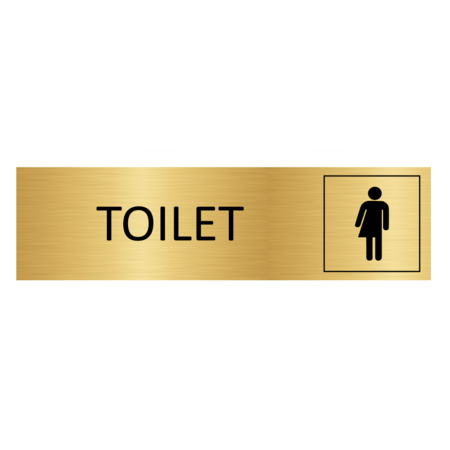 Goud aluminium deurbordje Toilet met genderneutraal symbool 165x45mm - per 1 stuk