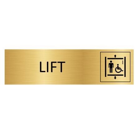 Goud aluminium deurbordje Lift 165x45mm - per 1 stuk