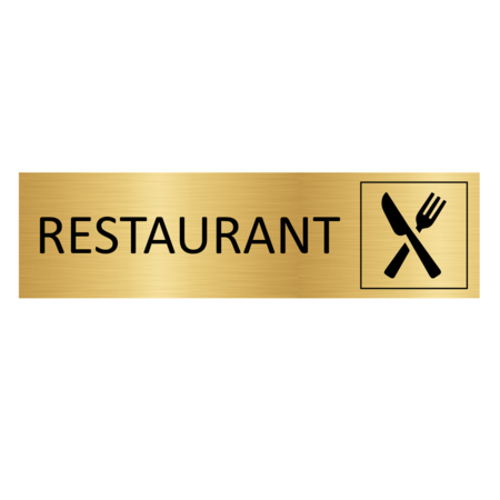 Goud aluminium deurbordje Restaurant 165x45mm - per 1 stuk