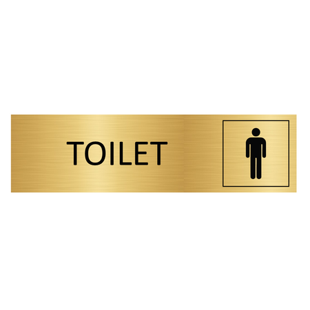 Goud aluminium deurbordje Toilet met man symbool 165x45mm - per 1 stuk