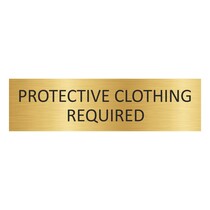 Goud aluminium deurbordje Protective clothing required